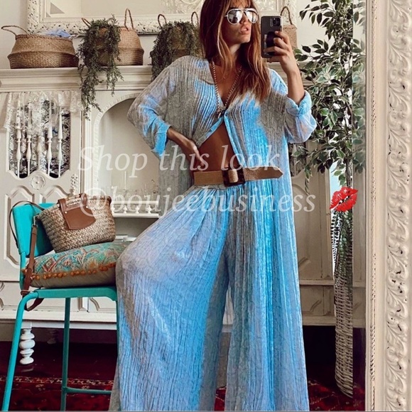 ZARA BNWT Wrinkled Effect Printed Dress + Pants 2pc Coord Set - Picture 5 of 10